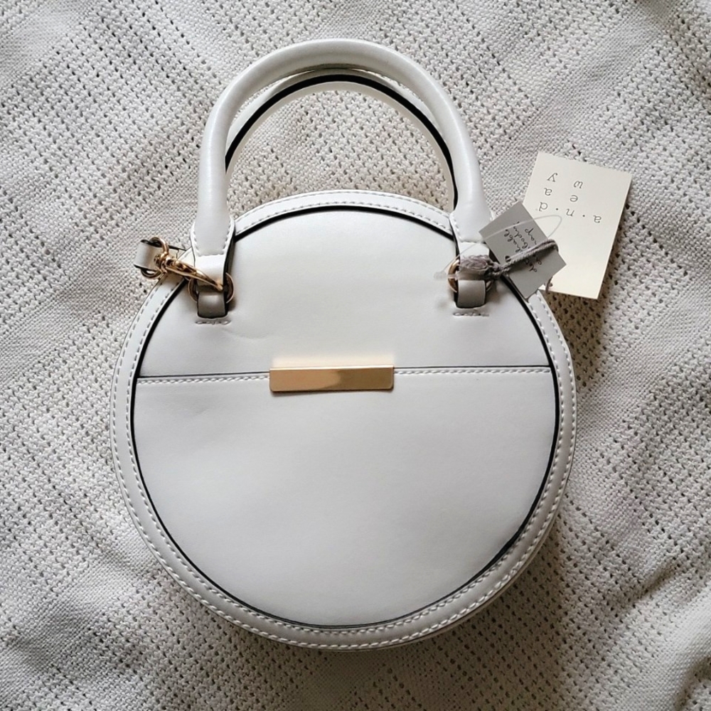 COPY - A New Day White Crossbody Circular Round Box Bag Purse Clutch w Removabl…